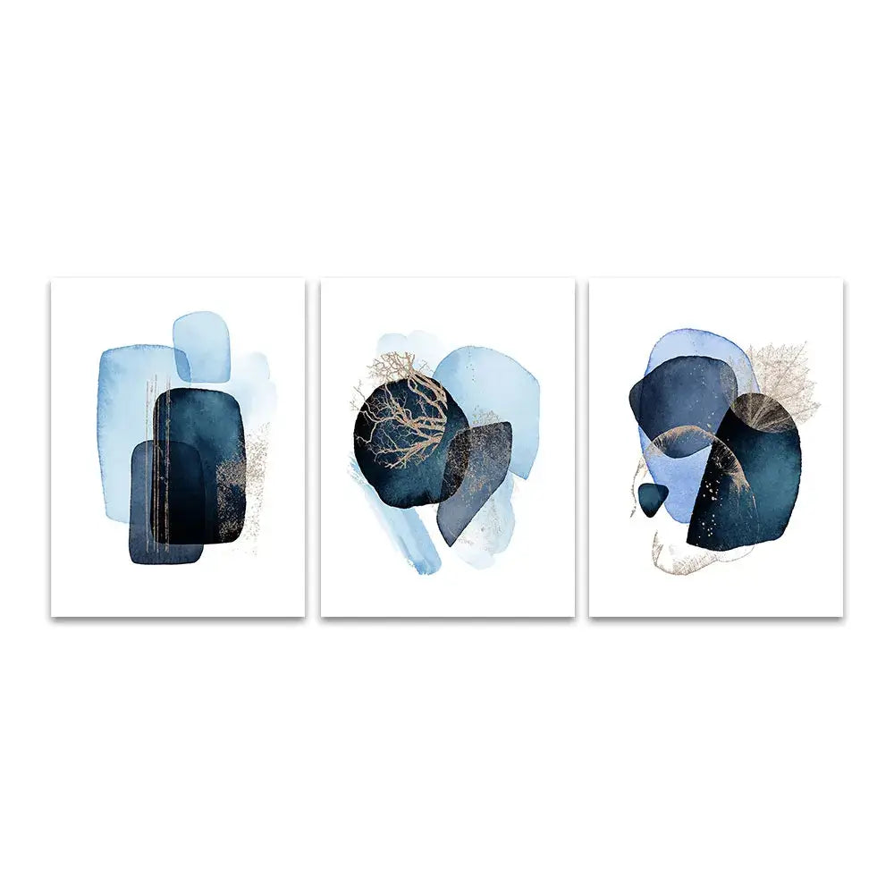 DecorBites™ Navy Blue Geometric Wall Art Set
