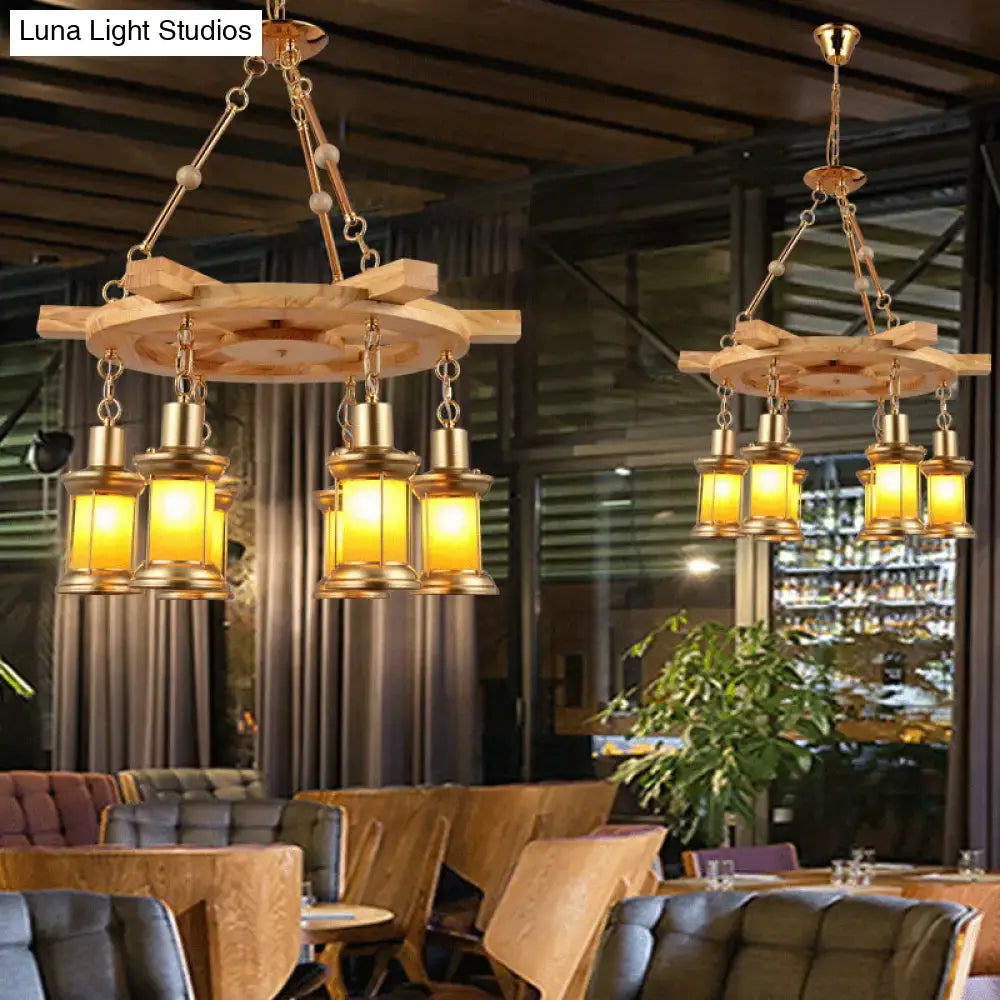 DecorBites™ Noemi - 6-Light Industrial Pendant Chandelier Lamp with Wood Rudder Deco