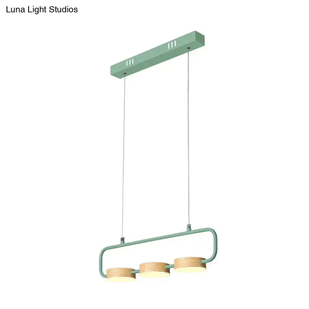 DecorBites™ Nordic 3-Light Hanging Pendant with Metal and Wood Accents for Kitchen Island