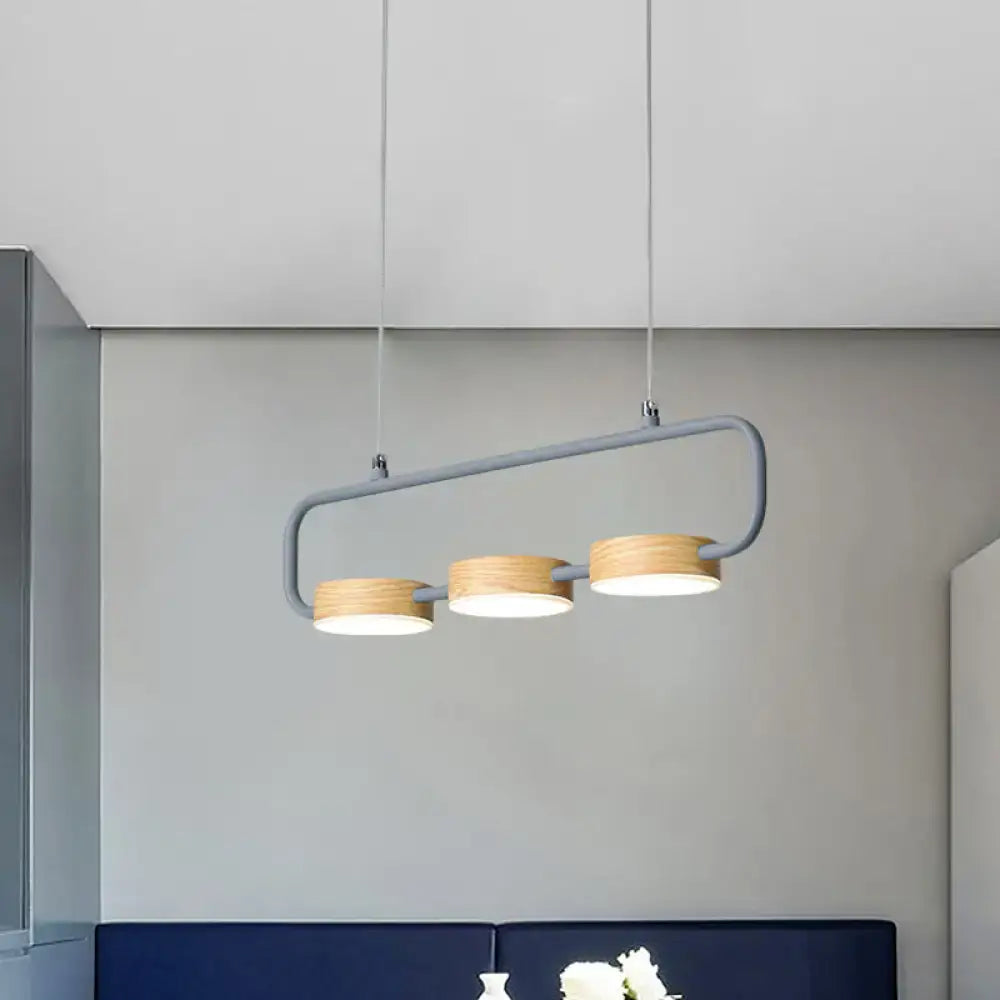 DecorBites™ Nordic 3-Light Hanging Pendant with Metal and Wood Accents for Kitchen Island