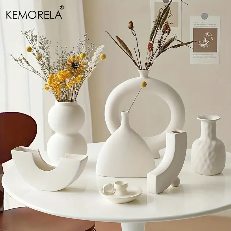 DecorBites™ Nordic Ceramic Donut Vase - Home Decor Accent
