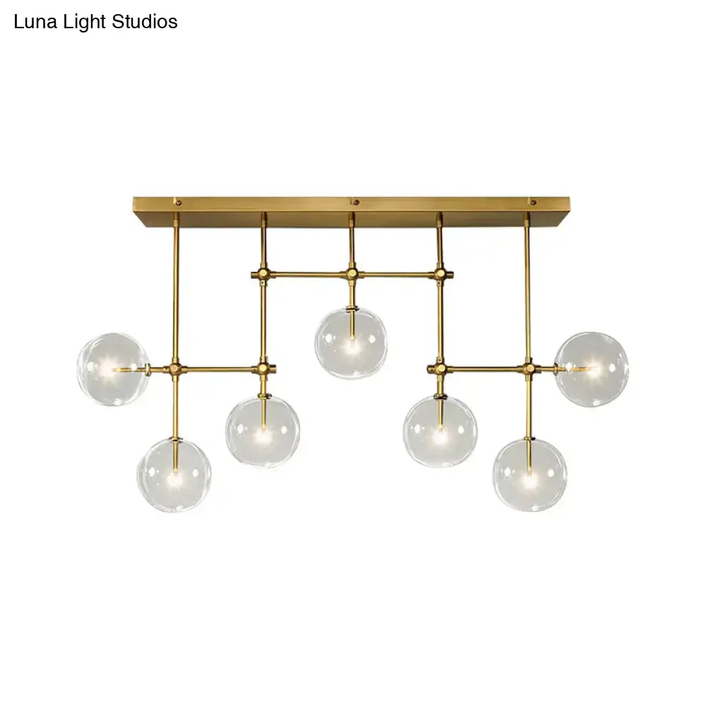 DecorBites™ Nordic Clear Glass 7-Bulb Black/Gold Sphere Island Pendant Light for Living Room