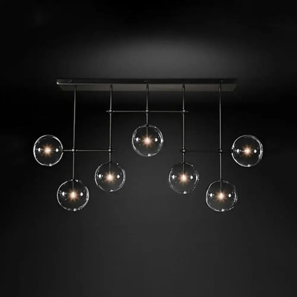 DecorBites™ Nordic Clear Glass 7-Bulb Black/Gold Sphere Island Pendant Light for Living Room