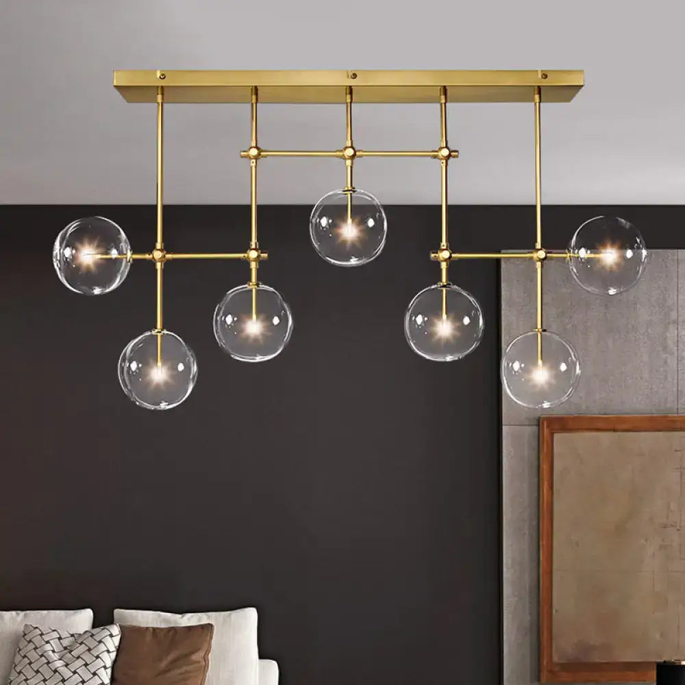 DecorBites™ Nordic Clear Glass 7-Bulb Black/Gold Sphere Island Pendant Light for Living Room
