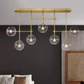 DecorBites™ Nordic Clear Glass 7-Bulb Black/Gold Sphere Island Pendant Light for Living Room