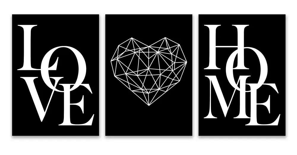DecorBites™ Nordic Diamond Heart Canvas Prints Set