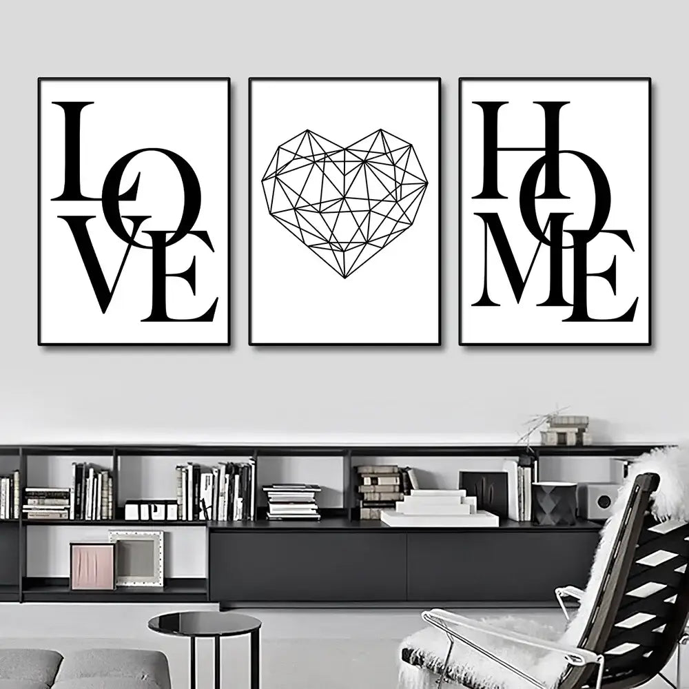 DecorBites™ Nordic Diamond Heart Canvas Prints Set
