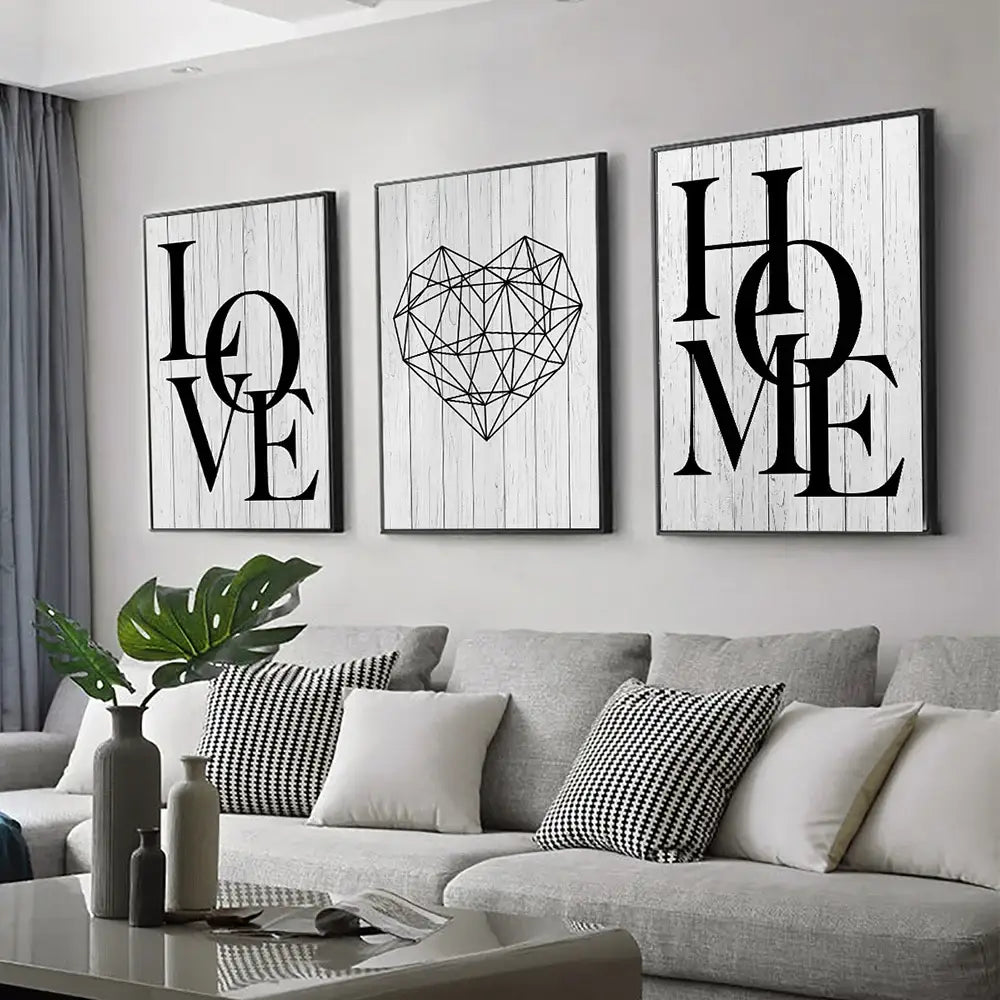 DecorBites™ Nordic Diamond Heart Canvas Prints Set