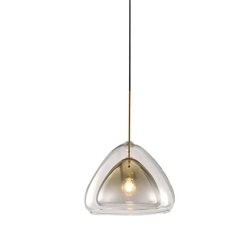 DecorBites™ Nordic Double Glass Cone Pendant Light Fixture - 12"/14" Wide Champagne Suspension