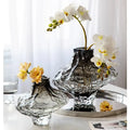 Decorbites™ nordic frosting glass vase with sleek textured dark gray frosting glass finish for modern home decor
