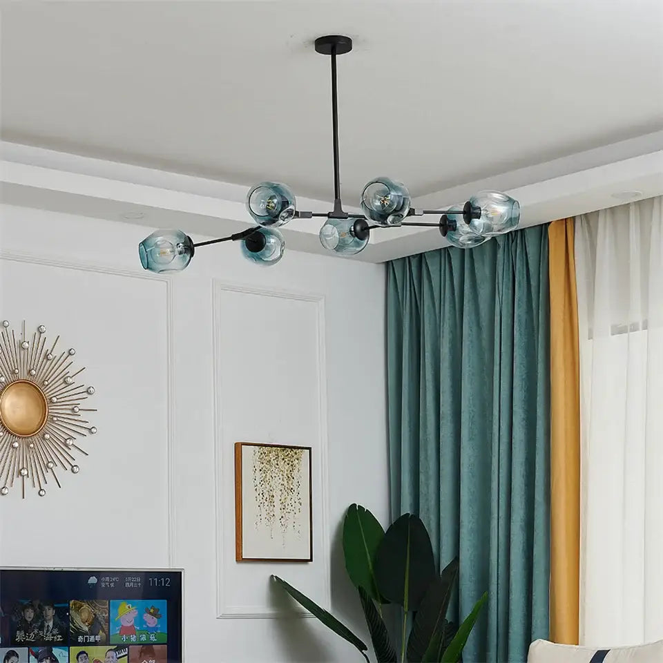 DecorBites™ Nordic Glass Ball LED Chandelier - Black/Gold
