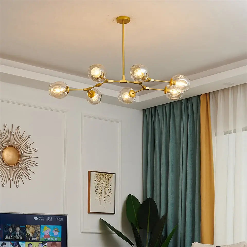 DecorBites™ Nordic Glass Ball LED Chandelier Black Gold