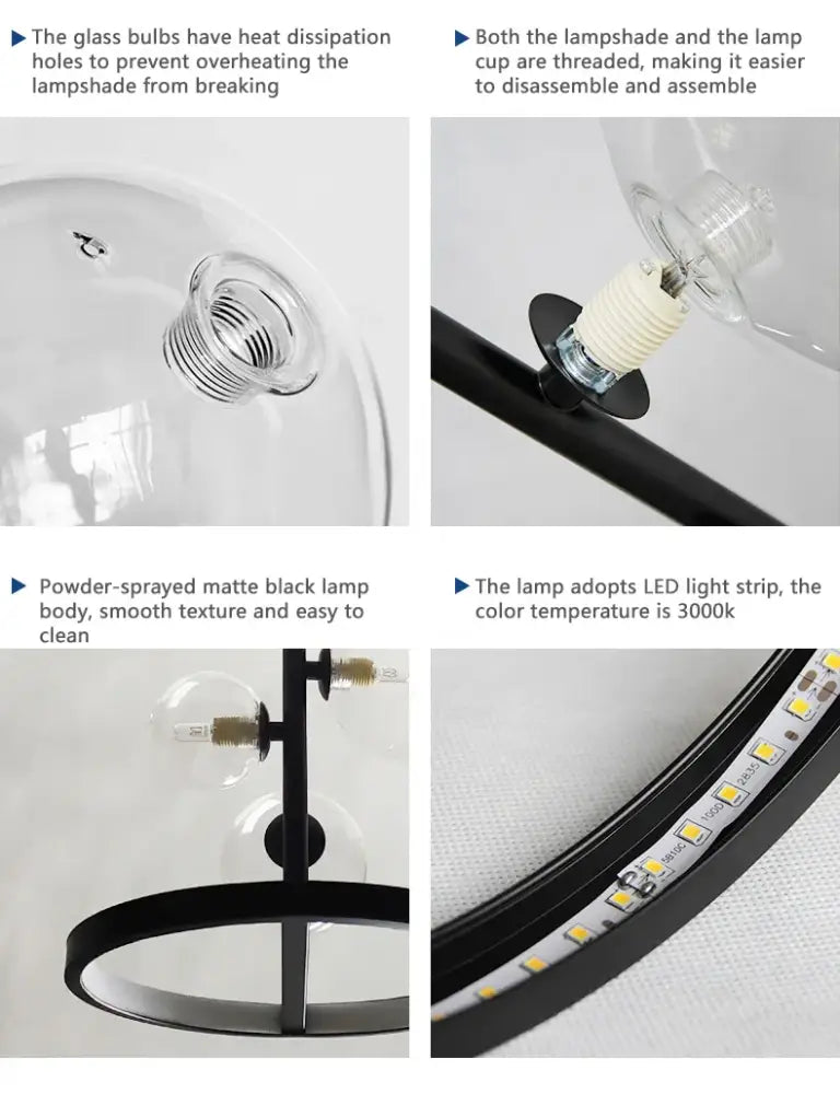 DecorBites™ Nordic Glass Bubble LED Chandelier - Black