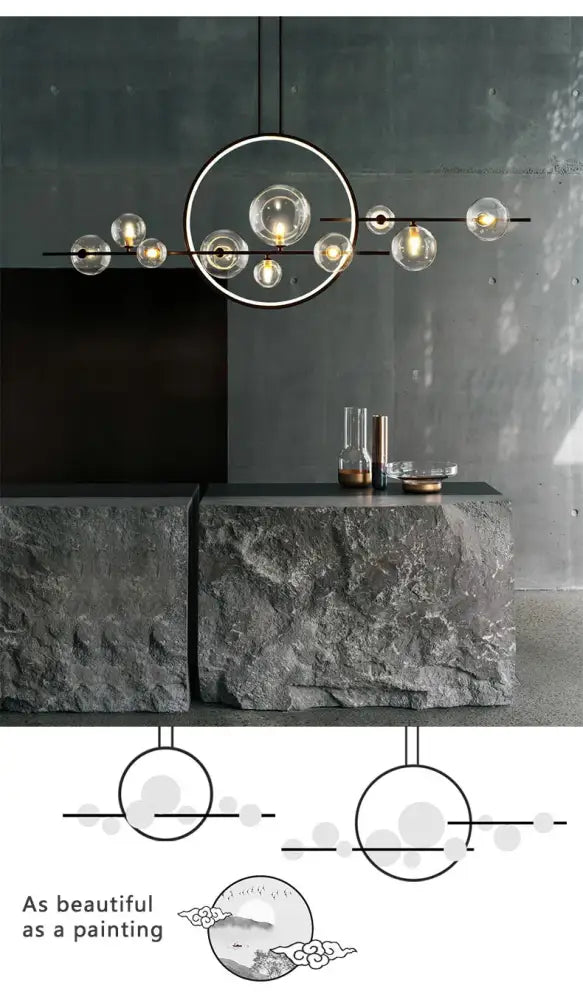 DecorBites™ Nordic Glass Bubble LED Chandelier - Black