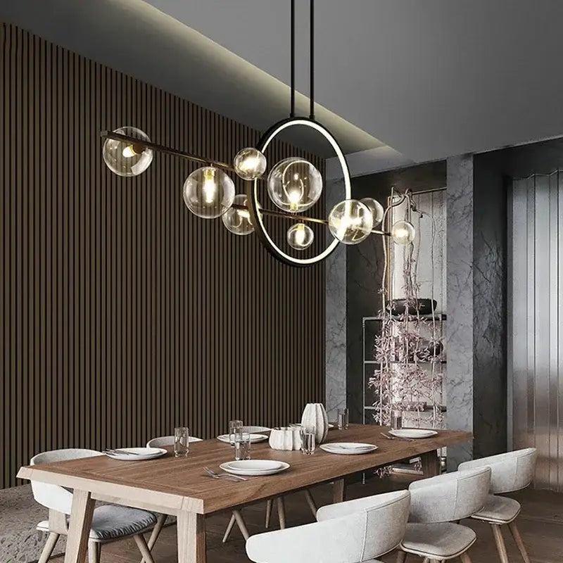 DecorBites™ Nordic Glass Bubble LED Chandelier - Black