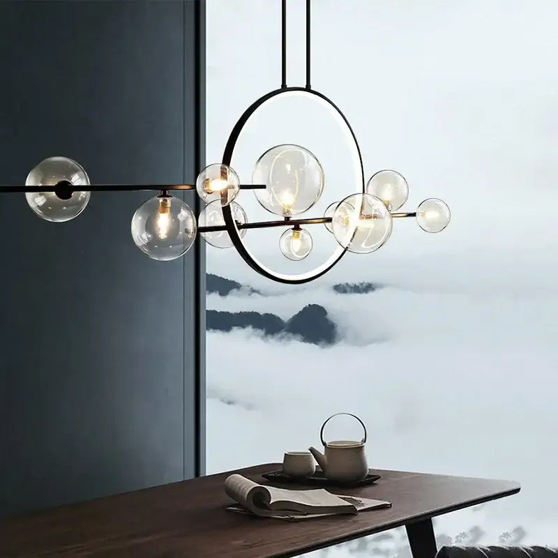 DecorBites™ Nordic Glass Bubble LED Chandelier - Black
