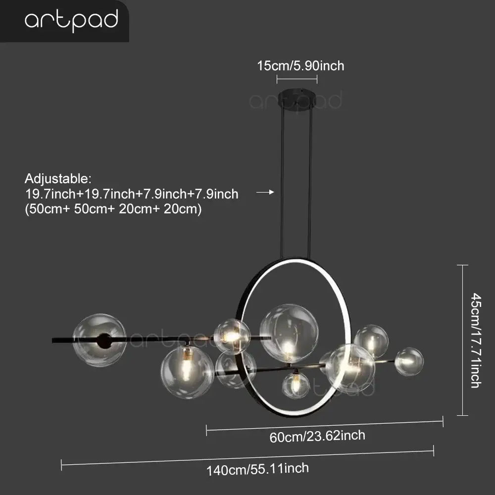 DecorBites™ Nordic Glass Bubble LED Chandelier - Black