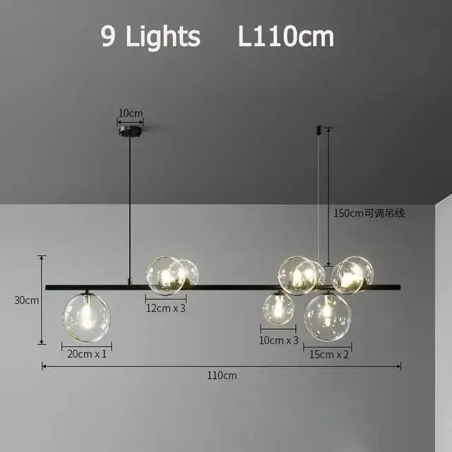 DecorBites™ Nordic Glass Bubble LED Chandelier - Black