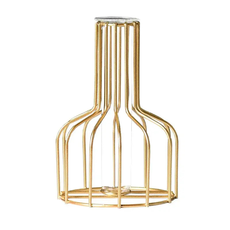 DecorBites™ Nordic Golden Iron Hydroponic Table Vase