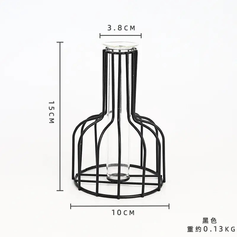 DecorBites™ Nordic Iron Golden Hydroponic Vase with Dried Flowers