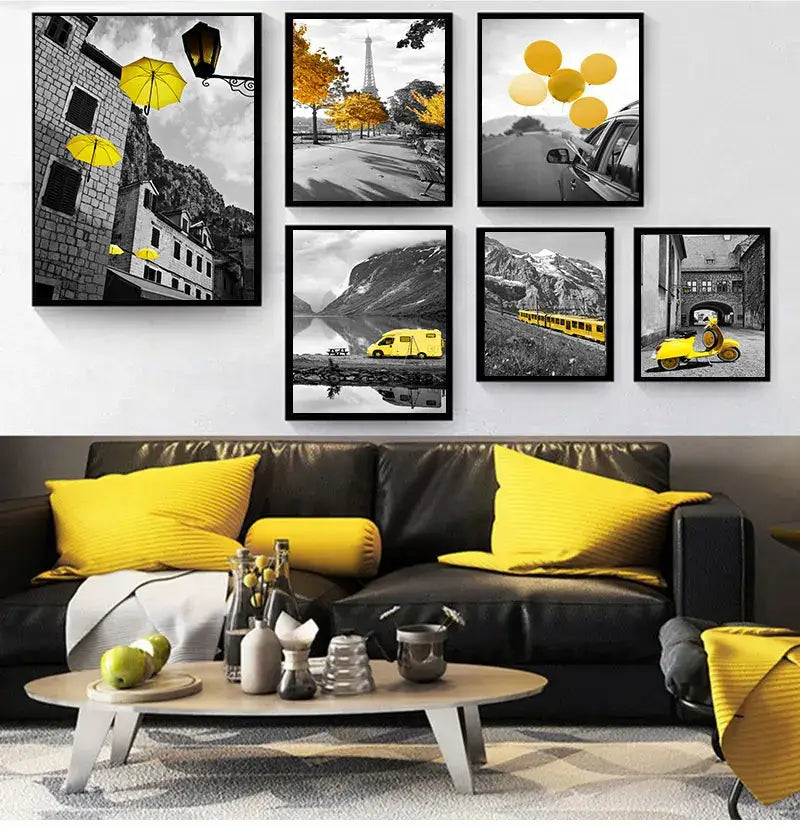 DecorBites™ Nordic Landscape Canvas Print Set - Yellow Scenery