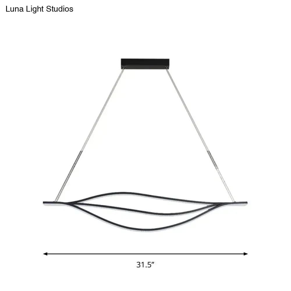 DecorBites™ Nordic LED Black Pendant Light Kit in Warm/White Light, 31.5"/39"/47" Wide" with Metallic Leaf-Like Island Lighting