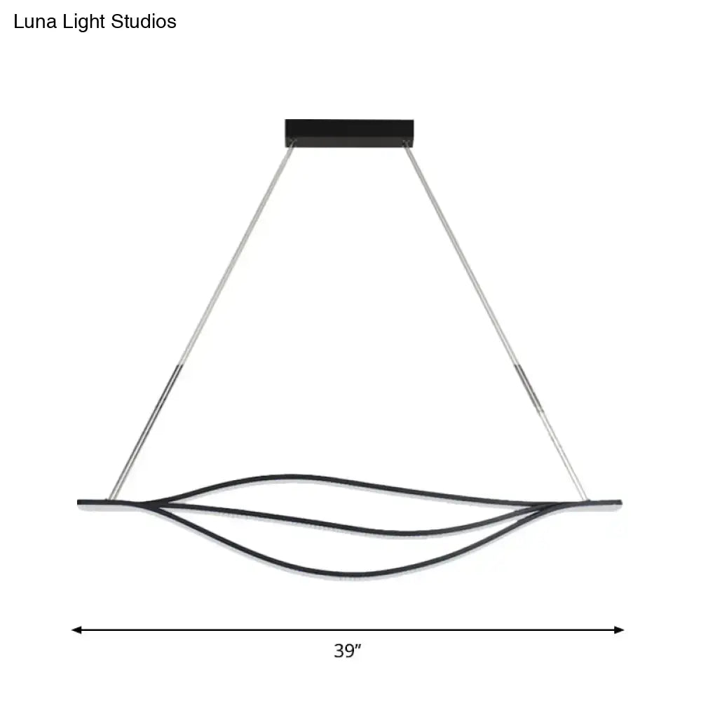 DecorBites™ Nordic LED Black Pendant Light Kit in Warm/White Light, 31.5"/39"/47" Wide" with Metallic Leaf-Like Island Lighting