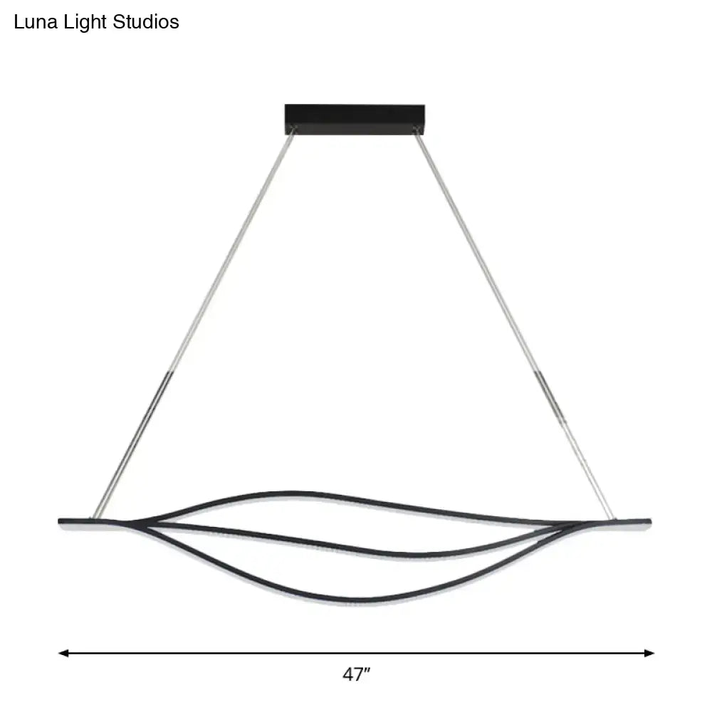 DecorBites™ Nordic LED Black Pendant Light Kit in Warm/White Light, 31.5"/39"/47" Wide" with Metallic Leaf-Like Island Lighting
