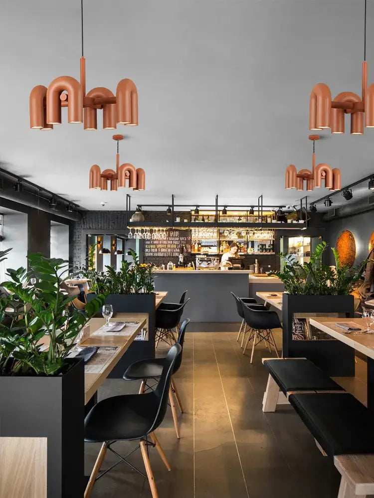 Copper-colored modern decorbites nordic led ceiling chandelier with geometric design for home decor