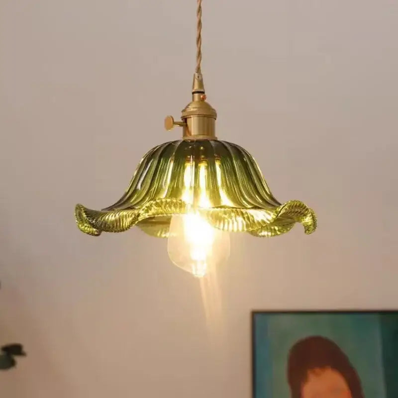 DecorBites™ Nordic LED Pendant Light Green Glass Hanging Fixture