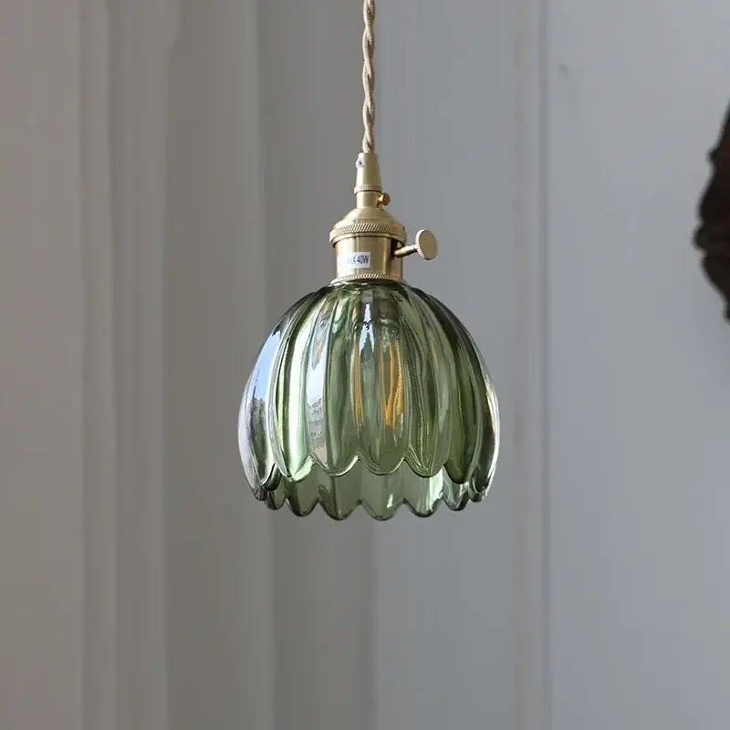 DecorBites™ Nordic LED Pendant Light Green Glass Hanging Fixture