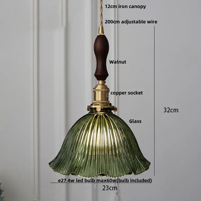 DecorBites™ Nordic LED Pendant Light Green Glass Hanging Fixture