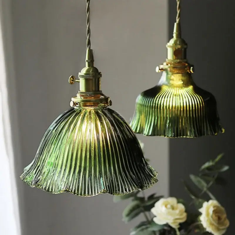 DecorBites™ Nordic LED Pendant Light Green Glass Hanging Fixture