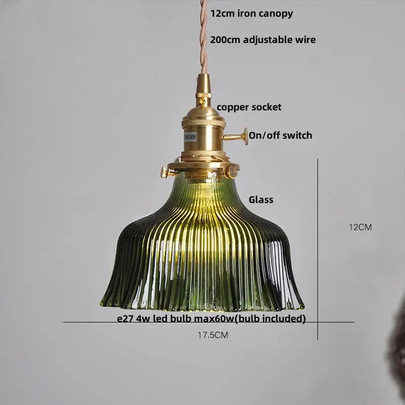 DecorBites™ Nordic LED Pendant Light Green Glass Hanging Fixture