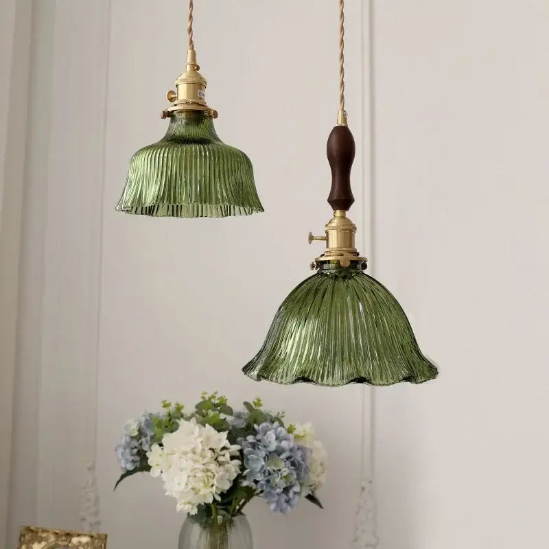 DecorBites™ Nordic LED Pendant Light Green Glass Hanging Fixture