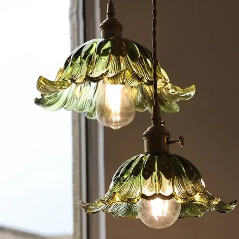 DecorBites™ Nordic LED Pendant Light Green Glass Hanging Fixture