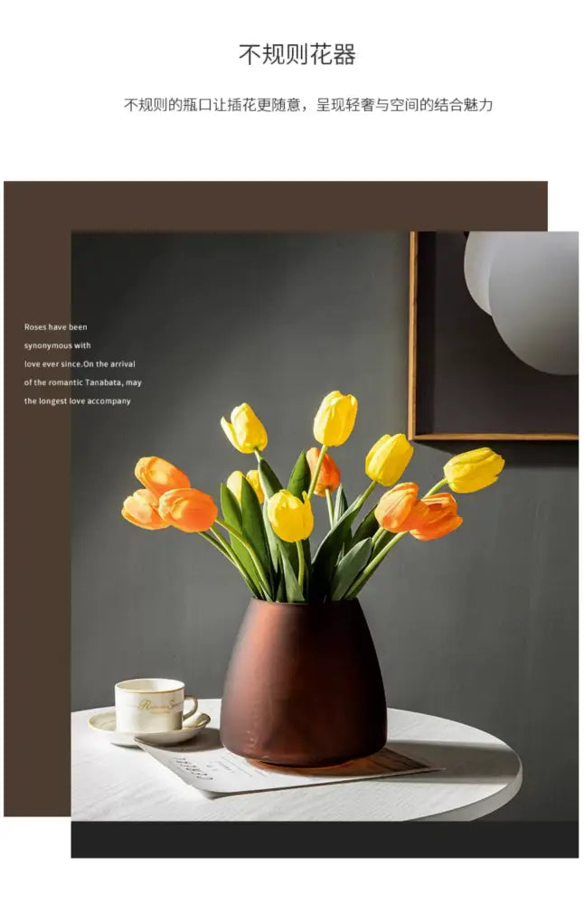 DecorBites™ Nordic Luxe Frosted Glass Vase/Table Decoration