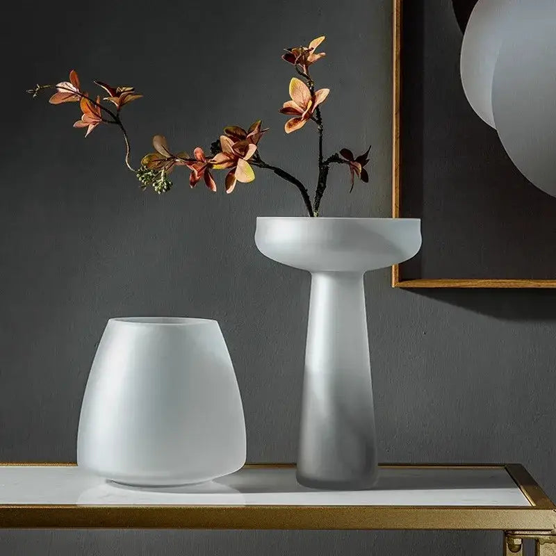DecorBites™ Nordic Luxe Frosted Glass Vase/Table Decoration