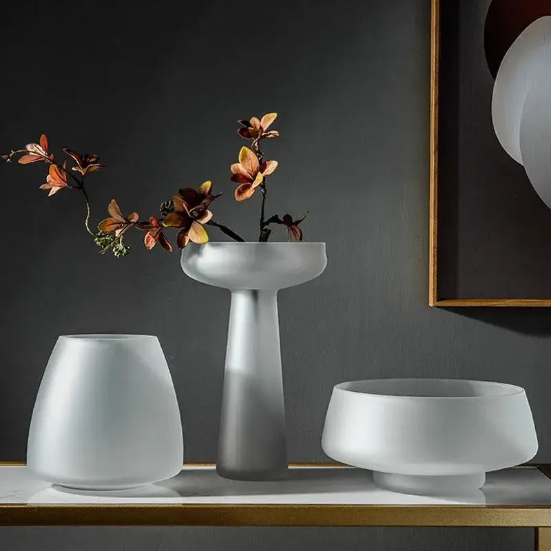 DecorBites™ Nordic Luxe Frosted Glass Vase/Table Decoration