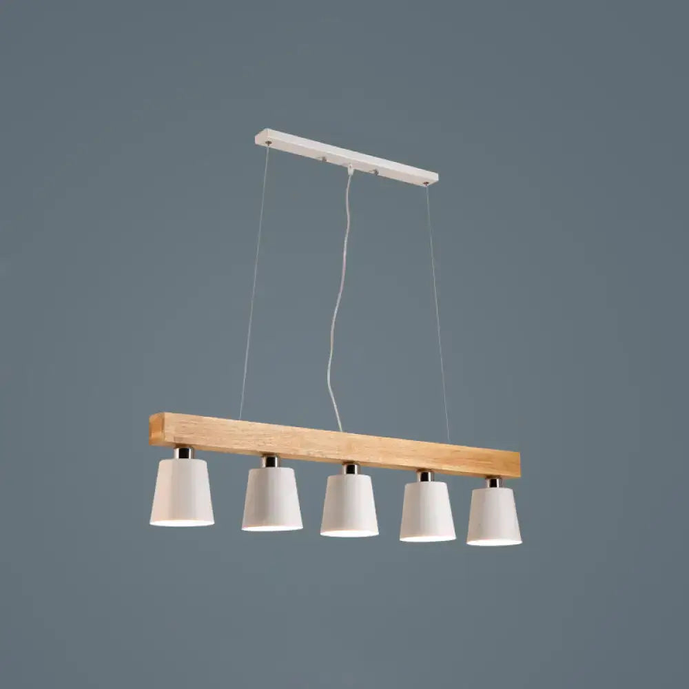 DecorBites™ Nordic Modern Wood Island Pendant with Metal Lampshade: Stylish Hanging Lamp for Work Rooms