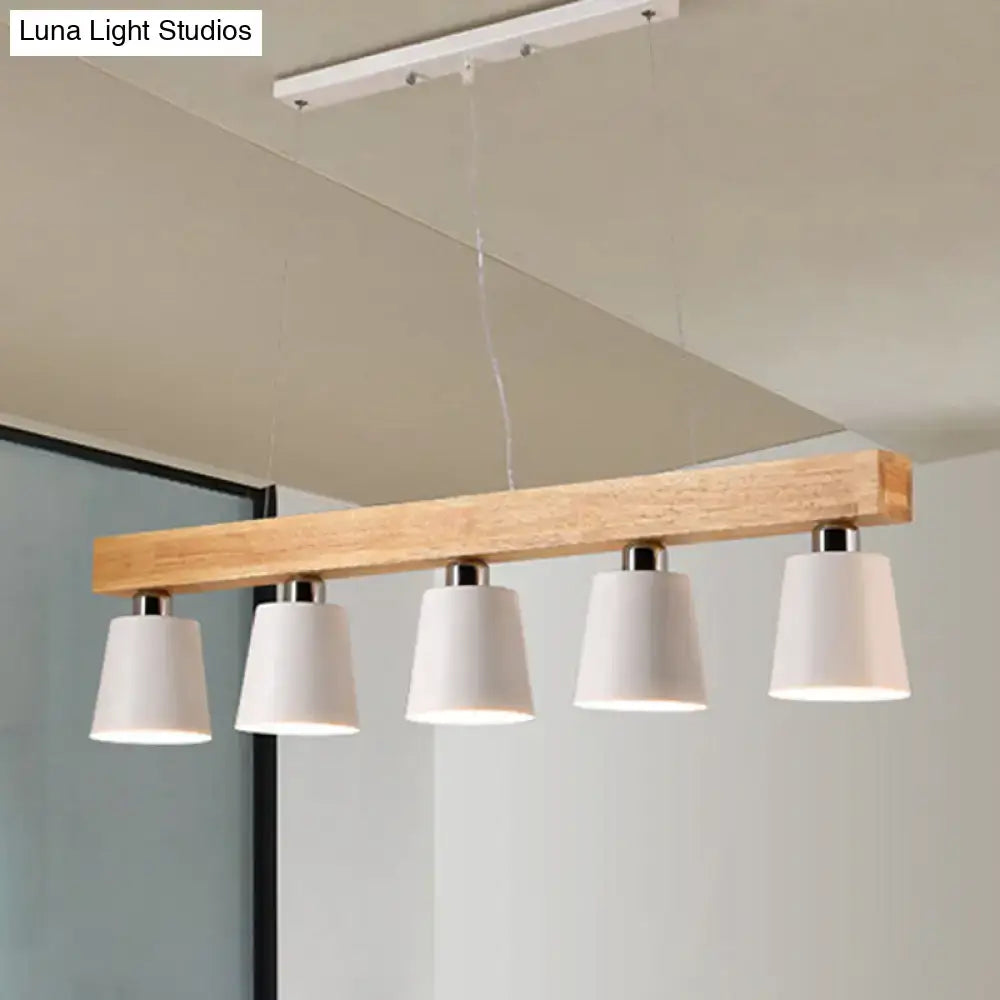 DecorBites™ Nordic Modern Wood Island Pendant with Metal Lampshade: Stylish Hanging Lamp for Work Rooms