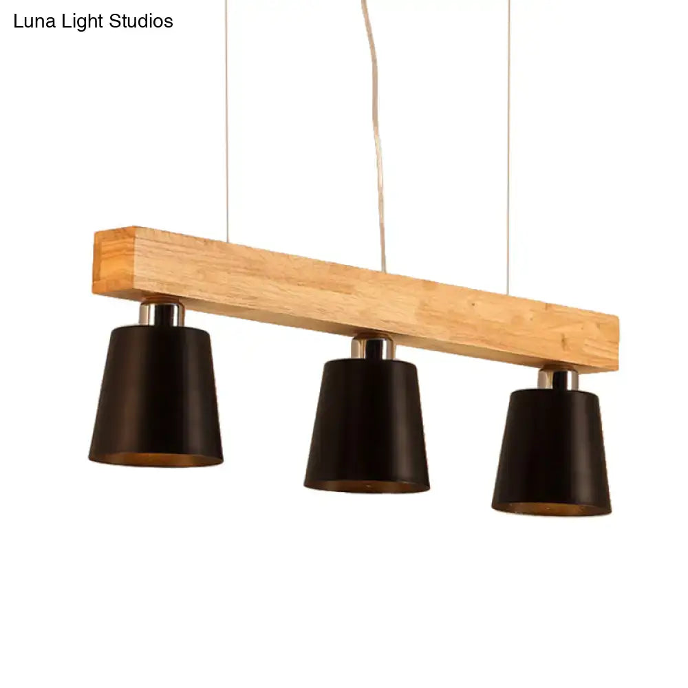 DecorBites™ Nordic Modern Wood Island Pendant with Metal Lampshade: Stylish Hanging Lamp for Work Rooms