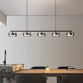 Decorbites™ nordic pendant lamp with five chrome glass shades in black for dining and living rooms with warm white light
