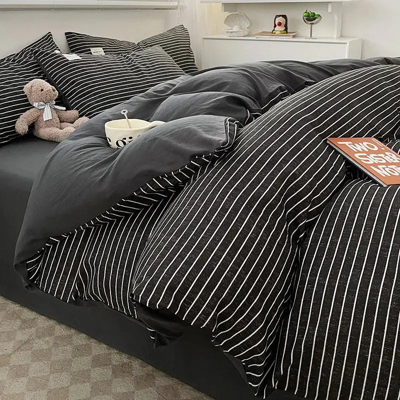DecorBites™ Nordic Plaid Cotton Bedding Set - Queen/King