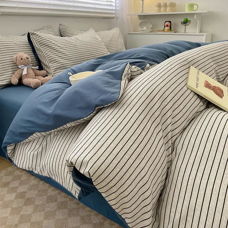 DecorBites™ Nordic Plaid Cotton Bedding Set - Queen/King