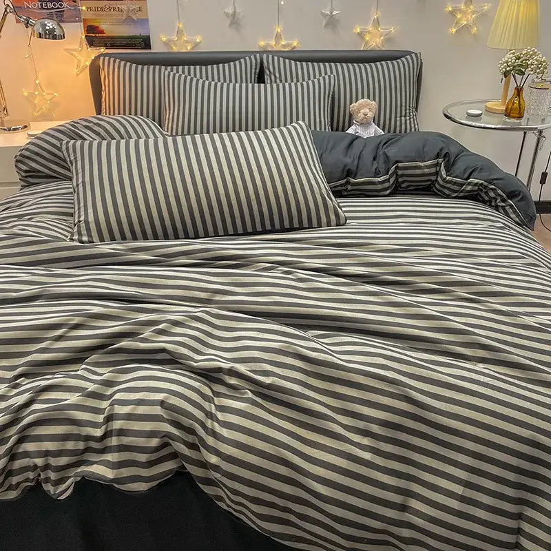 DecorBites™ Nordic Plaid Cotton Bedding Set - Queen/King
