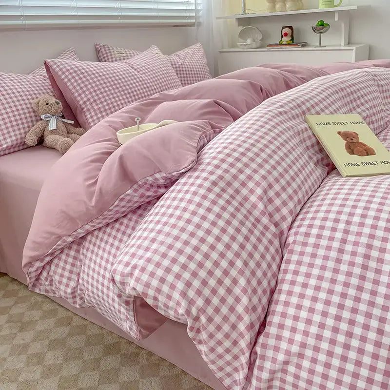 DecorBites™ Nordic Plaid Cotton Bedding Set - Queen/King