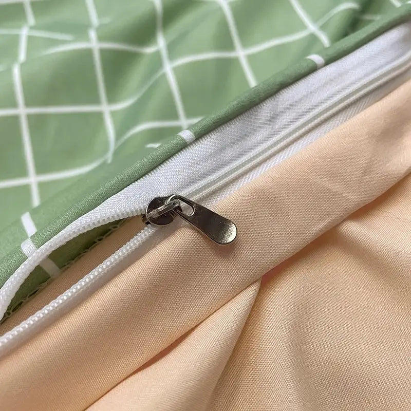 DecorBites™ Nordic Plaid Cotton Bedding Set - Queen/King