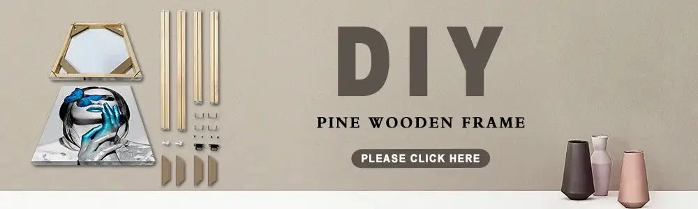 Pine wooden frame kit with geometric design and natural finish for decorbites™ nordic seascape canvas wall art set