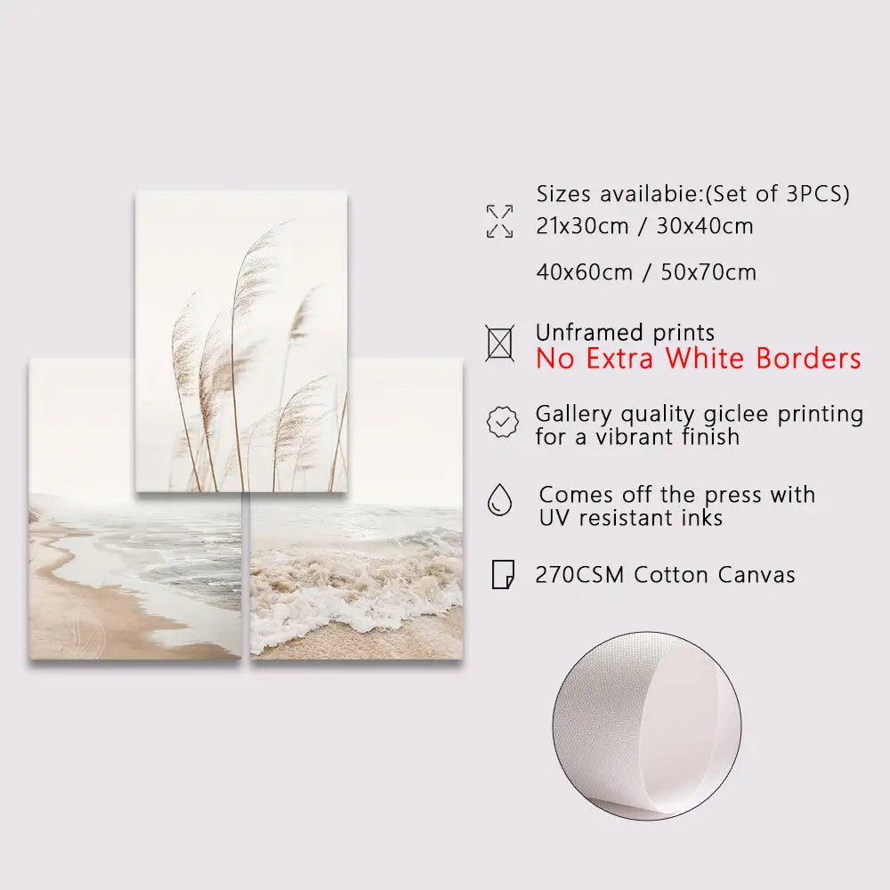 DecorBites™ Nordic Seascape Canvas Wall Art Set